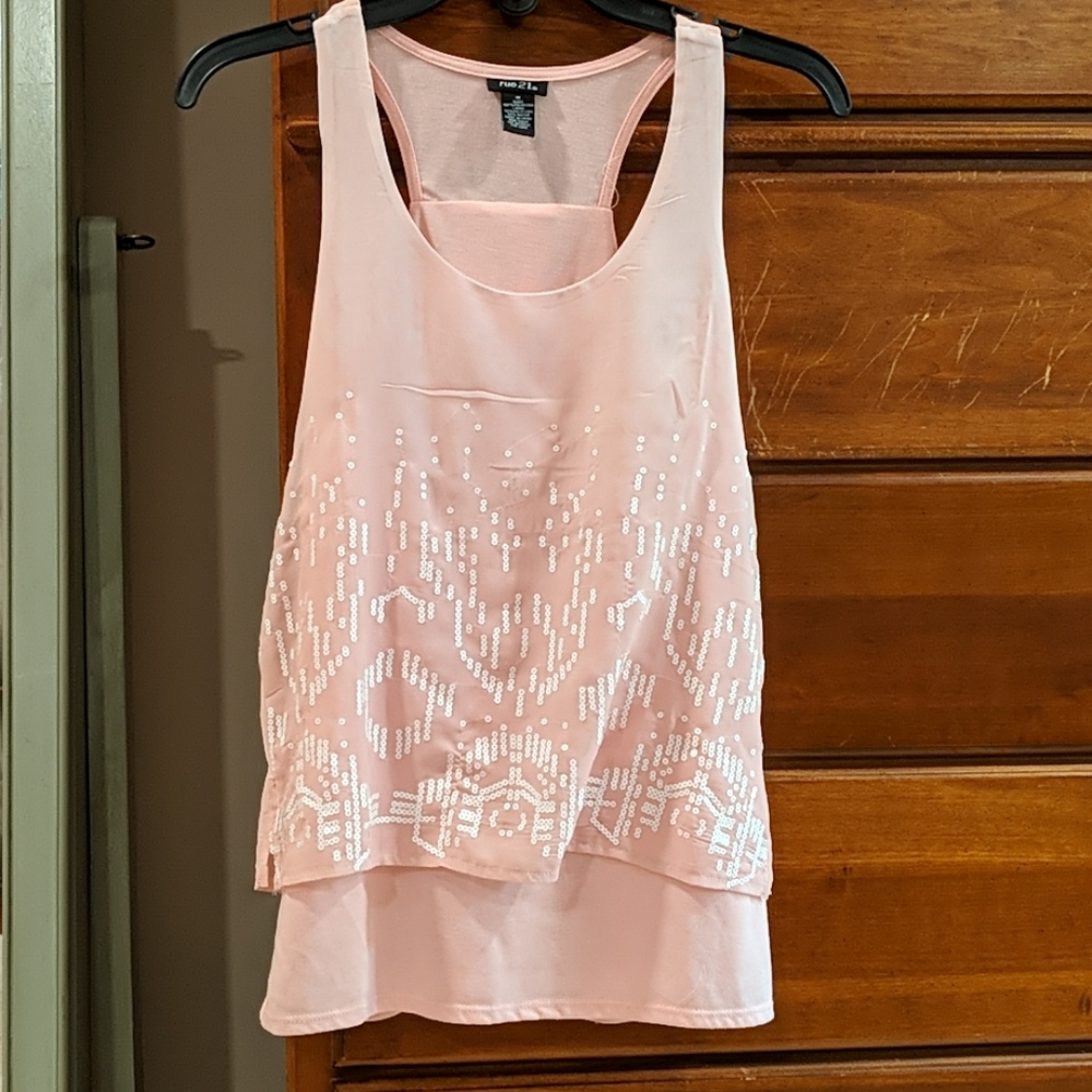 Rue 21 pink dressy layered look tank